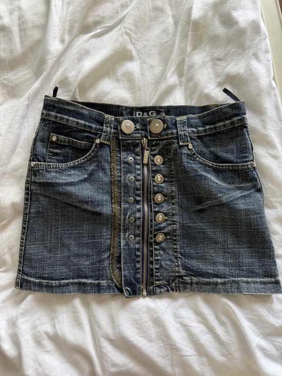 Dolce & Gabbana Dresses & Skirts - Vintage D&G Dark Wash Denim Mini Skirt with Front Button Detail
